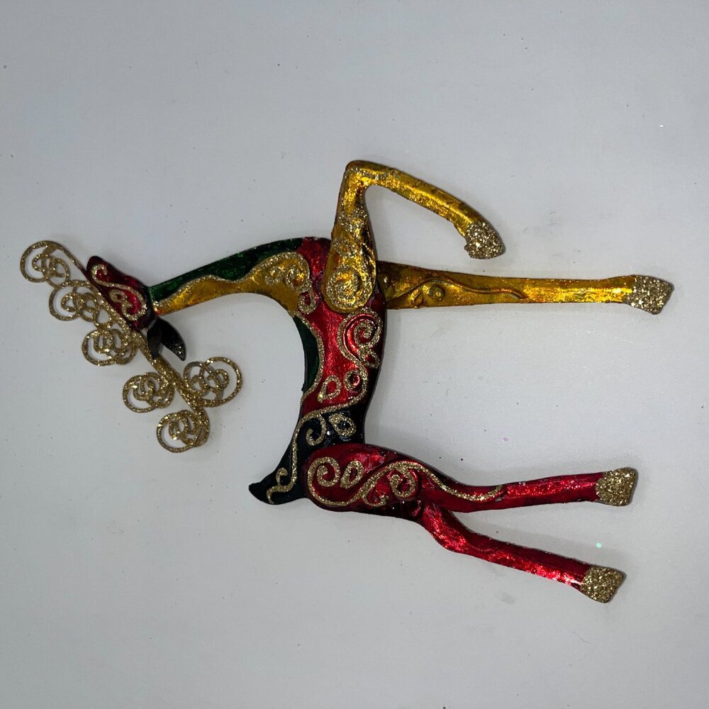 Vintage Pier One Pier 1 Metal Glitter Reindeer Decor Ornament About 7 inches ish - Picture 8 of 10
